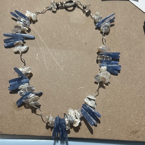 925 Genuine Sapphire Stone and Shell Necklace